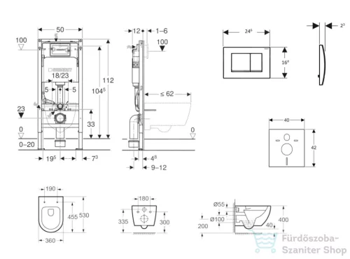 Geberit Duofix falra szerelhető WC szett, Kielle Oudee WC és softclose ülőkével, Geberit Delta 30 alpesi fehér nyomólappal SANI11CA3139B