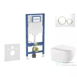   Geberit Duofix falra szerelhető WC szett, Kielle Gaia WC és soft close ülőkével, Geberit Sigma 20 fehér/aranyozott színű nyomólappal SANI11CA3140B