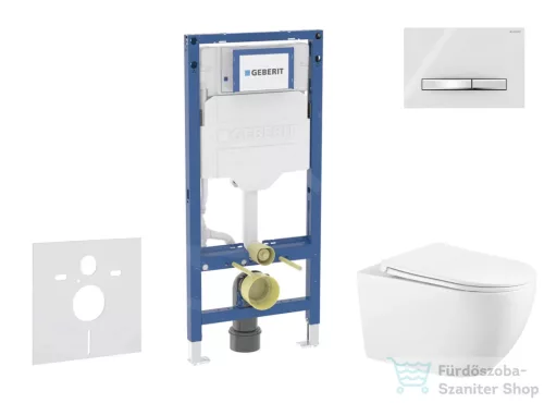 Geberit Duofix falra szerelhető WC szett, Kielle Gaia WC és soft close ülőkével, Geberit Sigma 50 alpesi fehér/króm nyomólappal SANI11CA3141B