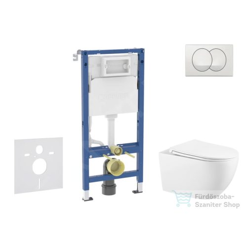 Geberit Duofix falra szerelhető WC szett, Kielle Gaia WC és softclose ülőkével, Geberit Delta Zero fehér nyomólappal SANI11CA3143B