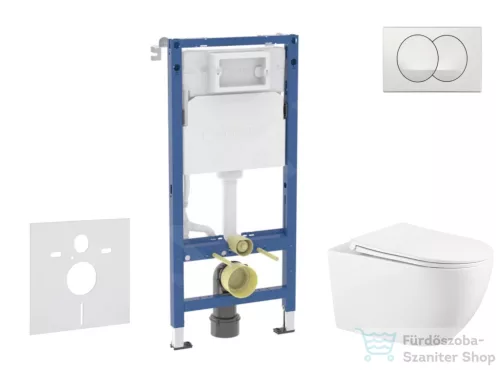 Geberit Duofix falra szerelhető WC szett, Kielle Gaia WC és softclose ülőkével, Geberit Delta Zero fehér nyomólappal SANI11CA3143