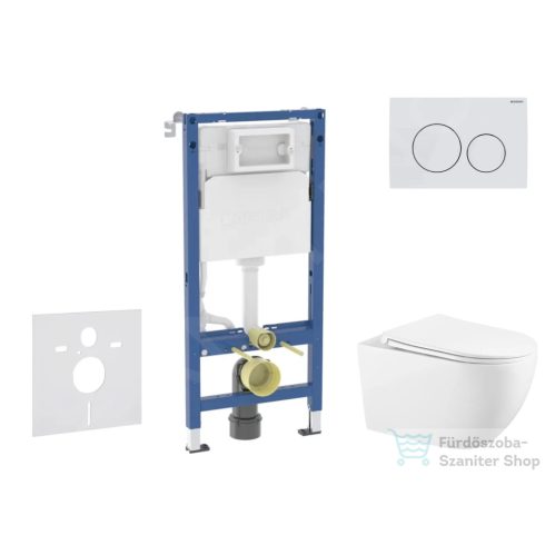 Geberit Duofix falra szerelhető WC szett, Kielle Gaia WC és soft close ülőke, Geberit Delta 20 alpesi fehér nyomólappal SANI11CA3145B