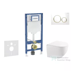   Geberit Duofix falra szerelhető WC szett, Kielle Gaia kompakt WC soft close ülőkével, Geberit Sigma 20 fehér/aranyozott színű nyomólappal SANI11CA3147B