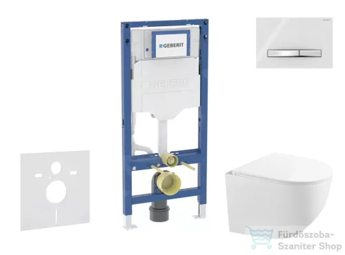 Geberit Duofix falra szerelhető WC szett, Kielle Gaia kompakt WC soft close ülőkével, Geberit Sigma 50 alpesi fehér/króm nyomólappal SANI11CA3148B