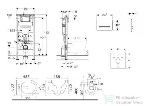 Geberit Duofix falra szerelhető WC szett, Kielle Gaia kompakt WC soft close ülőkével, Geberit Sigma 50 alpesi fehér/króm nyomólappal SANI11CA3148B