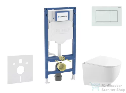 Geberit Duofix falra szerelhető WC szett, Kielle Gaia kompakt WC soft close ülőkével, Geberit Sigma 30 fényes/matt fehér nyomólappal SANI11CA3149B