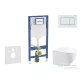 Geberit Duofix falra szerelhető WC szett, Kielle Gaia kompakt WC soft close ülőkével, Geberit Sigma 30 fényes/matt fehér nyomólappal SANI11CA3149B