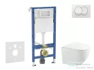 Geberit Duofix falra szerelhető WC szett, Kielle Gaia kompakt WC és softclose ülőkével, Geberit Delta Zero fehér nyomólappal SANI11CA3150B