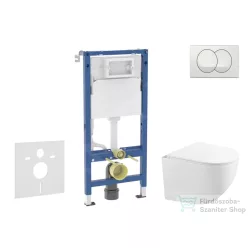  Geberit Duofix falra szerelhető WC szett, Kielle Gaia kompakt WC és softclose ülőkével, Geberit Delta Zero fehér nyomólappal SANI11CA3150B