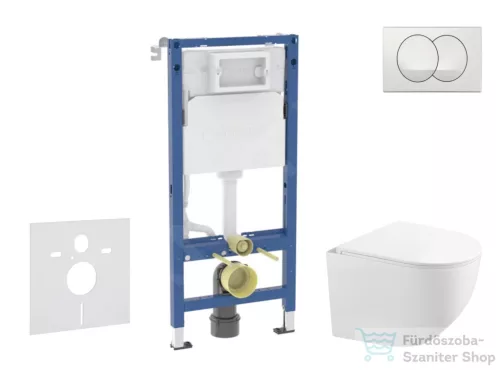 Geberit Duofix falra szerelhető WC szett, Kielle Gaia kompakt WC és softclose ülőkével, Geberit Delta Zero fehér nyomólappal SANI11CA3150B