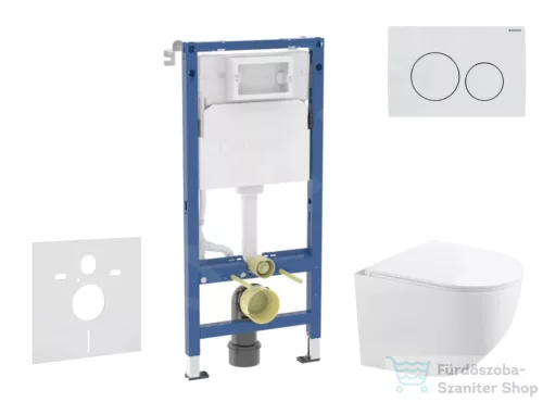 Geberit Duofix falra szerelhető WC szett, Kielle Gaia kompakt WC és soft close ülőkével, Geberit Delta 20 alpesi fehér nyomólappal SANI11CA3152B