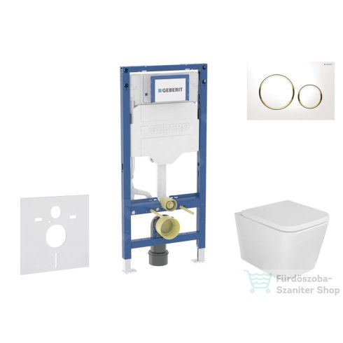 Geberit Duofix falra szerelhető WC szett, Kielle Arkas I WC soft close ülőkével, Geberit Sigma 20 fehér/aranyozott színű nyomólappal SANI11CA3154B