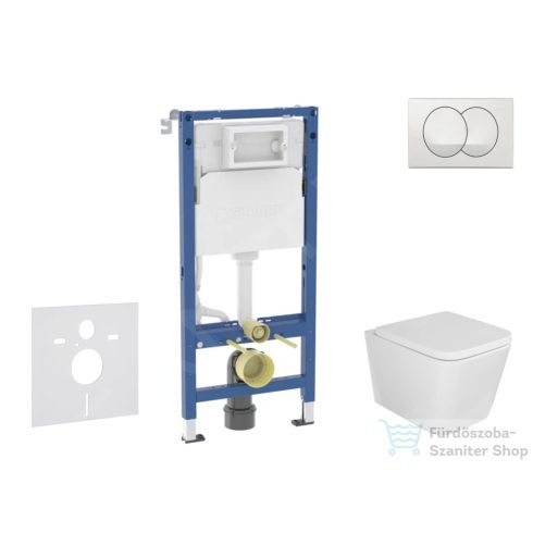 Geberit Duofix falra szerelhető WC szett, Kielle Arkas I WC és softclose ülőkével, Geberit Delta Zero fehér nyomólappal SANI11CA3158B