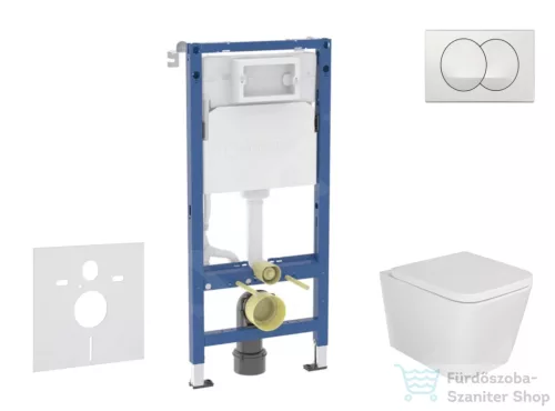 Geberit Duofix falra szerelhető WC szett, Kielle Arkas I WC és softclose ülőkével, Geberit Delta Zero fehér nyomólappal SANI11CA3158