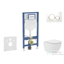   Geberit Duofix falra szerelhető WC szett, Kielle Oudee Vortex kompakt WC és soft close ülőkével, Geberit Sigma 20 fehér/aranyozott színű nyomólappal SANI11CA3165B