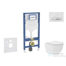   Geberit Duofix falra szerelhető WC szett, Kielle Oudee Vortex kompakt WC és soft close ülőkével, Geberit Sigma 50 alpesi fehér/króm nyomólappal SANI11CA3166B