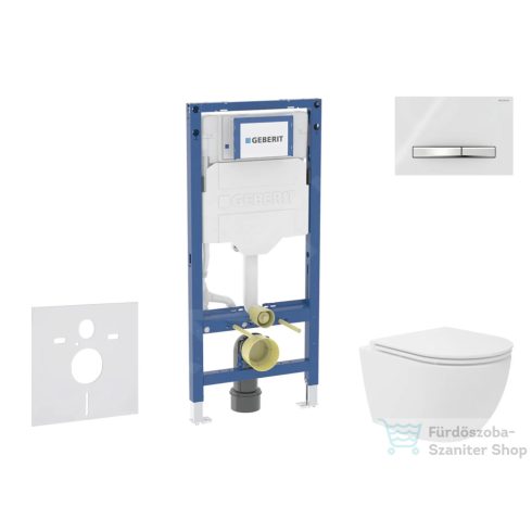 Geberit Duofix falra szerelhető WC szett, Kielle Oudee Vortex kompakt WC és soft close ülőkével, Geberit Sigma 50 alpesi fehér/króm nyomólappal SANI11CA3166B