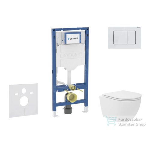 Geberit Duofix falra szerelhető WC szett, Kielle Oudee Vortex kompakt WC és soft close ülőkével, Geberit Sigma 30 fényes/matt fehér nyomólappal SANI11CA3167B