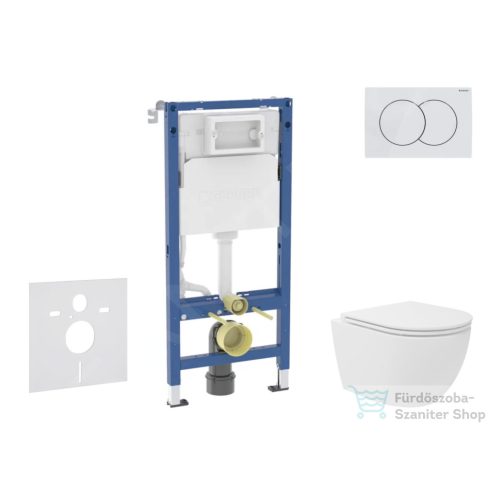 Geberit Duofix falra szerelhető WC szett, Kielle Oudee kompakt, Vortex WC és softclose ülőkével, Geberit Delta01 fehér nyomólappal SANI11CA3168B