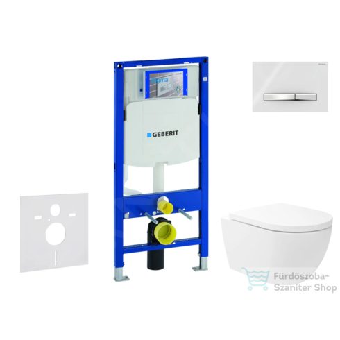 Geberit Duofix falra szerelhető WC szett, Kielle Oudee WC és soft close ülőkével, Geberit Sigma 50 króm/alpesi fehér nyomólappal SANI11CA3177