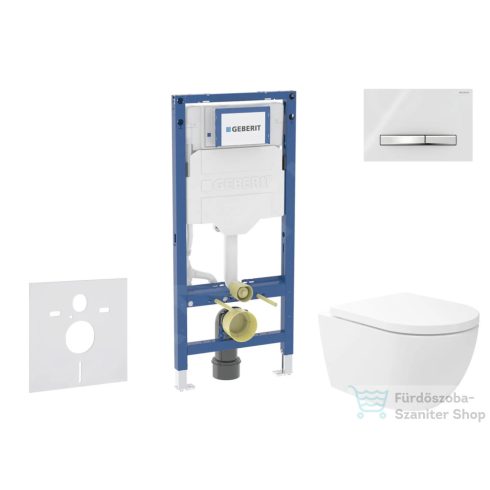 Geberit Duofix falra szerelhető WC szett, Kielle Oudee Vortex WC és soft close ülőkével, Geberit Sigma 50 króm/alpesi fehér nyomólappal SANI11CA3177B