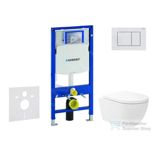 Geberit Duofix falra szerelhető WC szett, Kielle Oudee WC és soft close ülőkével, Geberit Sigma 30 matt/fényes fehér nyomólappal SANI11CA3178