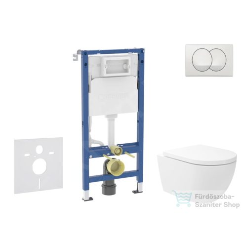 Geberit Duofix falra szerelhető WC szett, Kielle Oudee Vortex WC és softclose ülőkével, Geberit Delta Zero fehér nyomólappal SANI11CA3180B