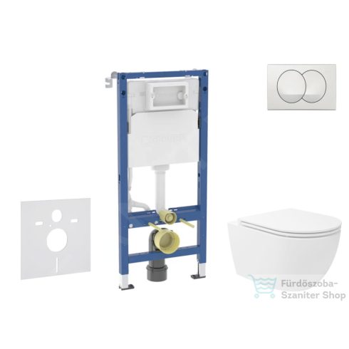 Geberit Duofix falra szerelhető WC szett, Kielle Oudee Vortex WC és softclose ülőkével, Geberit Delta Zero fehér nyomólappal SANI11CA3191B