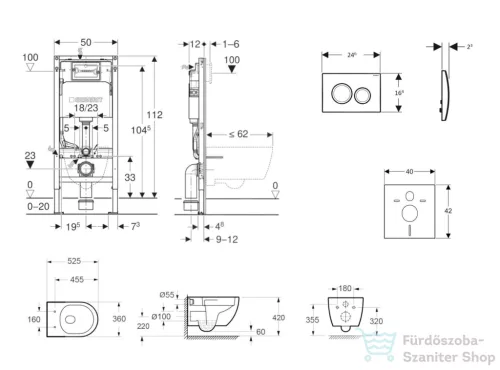 Geberit Duofix falra szerelhető WC szett, Kielle Oudee Vortex WC és soft close ülőke, Geberit Delta 20 alpesi fehér nyomólappal SANI11CA3193B