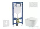 Geberit Duofix falra szerelhető WC szett, Kielle OUDEE Vortex rimless+ WC softclose ülőkével, Geberit Sigma 01 alpesi fehér nyomólappal, fehér SANI11CA3195