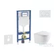 Geberit Duofix falra szerelhető WC szett, Kielle OUDEE Vortex rimless+ WC softclose ülőkével, Geberit Sigma 01 alpesi fehér nyomólappal, fehér SANI11CA3195
