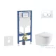 Geberit Duofix falra szerelhető WC szett, Kielle OUDEE Vortex rimless+ WC softclose ülőkével, Geberit Sigma 20 fehér/króm nyomólappal, fehér SANI11CA3196