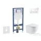 Geberit Duofix falra szerelhető WC szett, Kielle OUDEE Vortex rimless+ WC softclose ülőkével, Geberit Sigma 30 fehér/króm nyomólappal, fehér SANI11CA3197