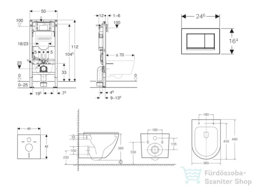 Geberit Duofix falra szerelhető WC szett, Kielle OUDEE Vortex rimless+ WC softclose ülőkével, Geberit Sigma 30 fehér/króm nyomólappal, fehér SANI11CA3197