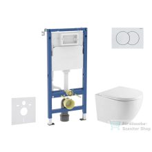   Geberit Duofix Basic falra szerelhető WC szett, Kielle OUDEE Vortex rimless+ WC softclose ülőkével, Geberit Delta 01 alpesi fehér nyomólappal SANI11CA3198