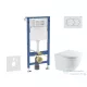 Geberit Duofix Basic falra szerelhető WC szett, Kielle OUDEE Vortex rimless+ WC softclose ülőkével, Geberit Delta 01 alpesi fehér nyomólappal SANI11CA3198