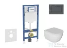 Geberit Duofix falra szerelhető WC szett, Kielle Oudee WC és soft close ülőkével, Geberit Sigma 30 matt/fényes fekete nyomólappal SANI11CA5104B