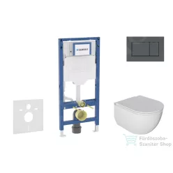   Geberit Duofix falra szerelhető WC szett, Kielle Oudee WC és soft close ülőkével, Geberit Sigma 30 matt/fényes fekete nyomólappal SANI11CA5104B