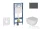 Geberit Duofix falra szerelhető WC szett, Kielle Oudee WC és soft close ülőkével, Geberit Sigma 30 matt/fényes fekete nyomólappal SANI11CA5104B