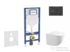 Geberit Duofix falra szerelhető WC szett, Kielle Gaia kompakt WC soft close ülőkével, Geberit Sigma 30 matt/fényes fekete nyomólappal SANI11CA5105B