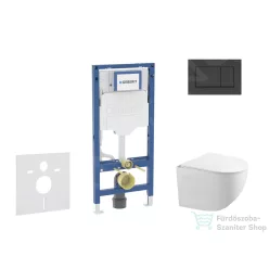   Geberit Duofix falra szerelhető WC szett, Kielle Gaia kompakt WC soft close ülőkével, Geberit Sigma 30 matt/fényes fekete nyomólappal SANI11CA5105B