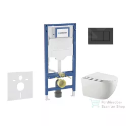  Geberit Duofix falra szerelhető WC szett, Kielle Gaia WC és soft close ülőkével, Geberit Sigma 30 matt/fényes fekete nyomólappal SANI11CA5106B