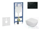 Geberit Duofix falra szerelhető WC szett, Kielle Oudee WC és softclose ülőkével, Geberit Sigma 01 fényes fekete nyomólappal SANI11CA5107B