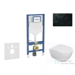   Geberit Duofix falra szerelhető WC szett, Kielle Oudee WC és softclose ülőkével, Geberit Sigma 01 fényes fekete nyomólappal SANI11CA5107B