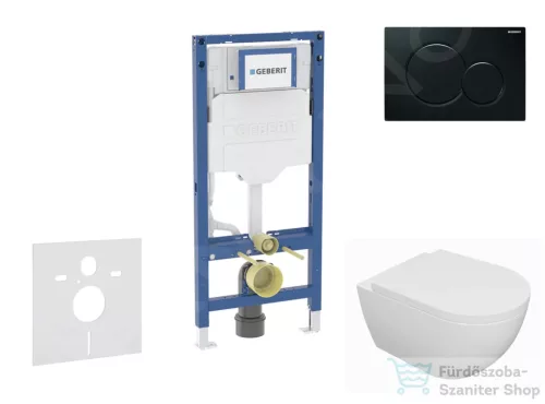 Geberit Duofix falra szerelhető WC szett, Kielle Oudee WC és softclose ülőkével, Geberit Sigma 01 fényes fekete nyomólappal SANI11CA5107B