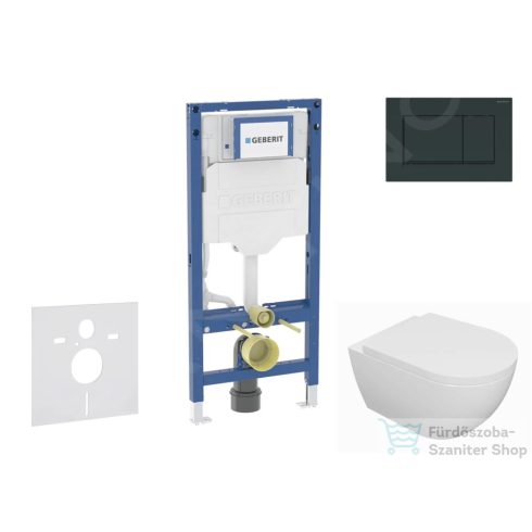 Geberit Duofix falra szerelhető WC szett, Kielle Oudee WC és softclose ülőkével, Geberit Sigma 30 fényes/matt fekete nyomólappal SANI11CA5109B