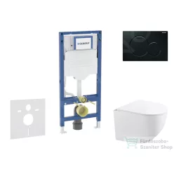   Geberit Duofix falra szerelhető WC szett, Kielle Gaia kompakt WC soft close ülőkével, Geberit Sigma 01 fényes fekete nyomólappal SANI11CA5117B