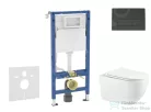 Geberit Duofix falra szerelhető WC szett, Kielle Gaia WC és soft close ülőke, Geberit Delta 50 matt fekete nyomólappal SANI11CA5118B