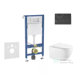   Geberit Duofix falra szerelhető WC szett, Kielle Gaia WC és soft close ülőke, Geberit Delta 50 matt fekete nyomólappal SANI11CA5118B