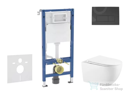 Geberit Duofix falra szerelhető WC szett, Kielle Gaia WC és soft close ülőke, Geberit Delta 50 matt fekete nyomólappal SANI11CA5118B